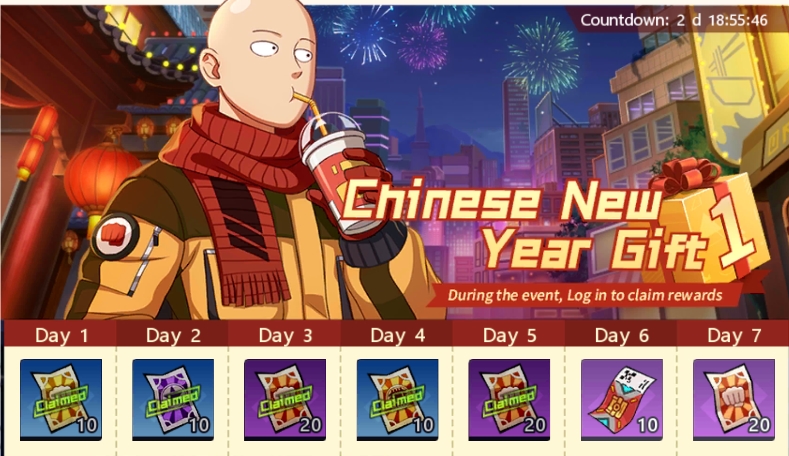 One Punch Man: The Strongest - [Special Recruitment: Terrible Tornado] 23/1  5:00 - 28/1 5:00 (GMT+8) Requirements: Server open time ≥ 8 days, character  level ≥ 30 During the event, SSR Terrible